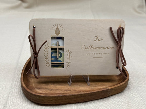 Geldgeschenk aus Holz „Erstkommunion“