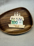 Geldgeschenk aus Holz mit Gravur Motiv Torte für Dich