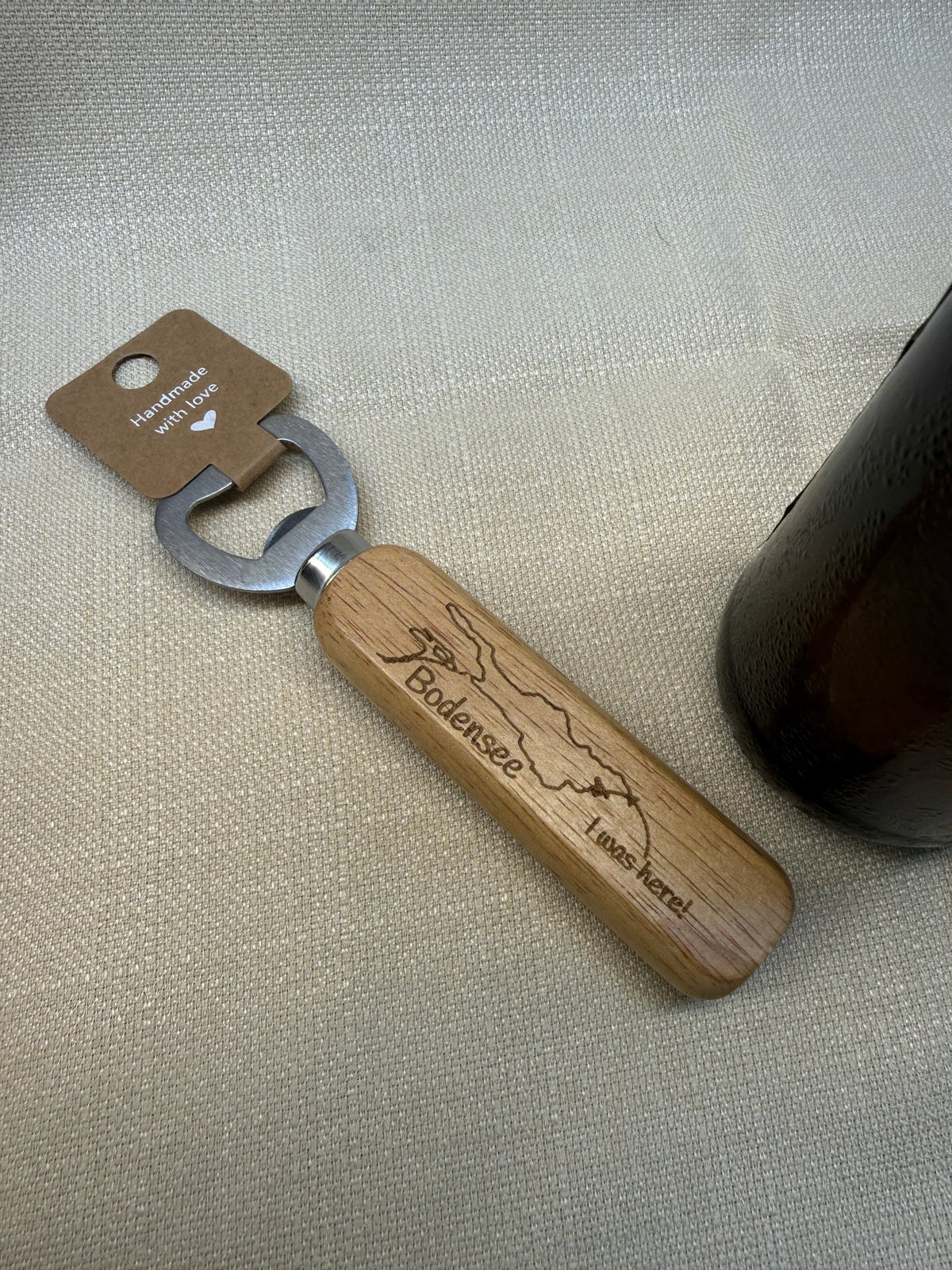 Bodensee Souvenir: Flaschenöffner „I was here.“ graviert – Phils Manufaktur e.U