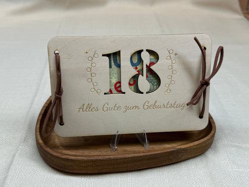 Geldgeschenk aus Holz „18. Geburtstag“